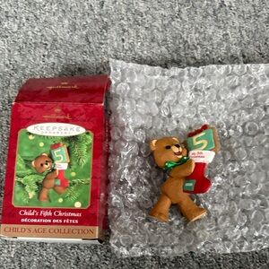 Hallmark Bear Ornament with Red and Green Accents